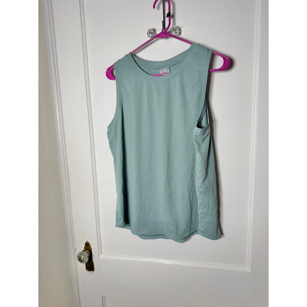 Calia Carrie Underwood Bubble Mesh High Low Tank Top Blue Agave XXL NEW Athletic - Picture 2 of 8